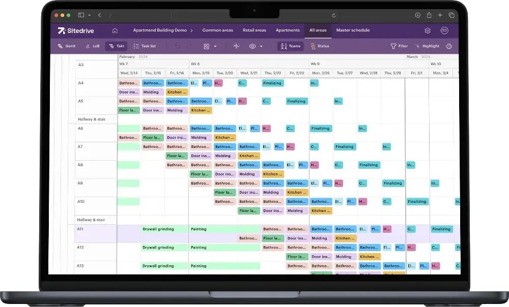 Lean construction software for visual management